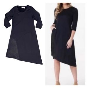 Logo Lounge French Terry Asymmetrical Little Black Dress